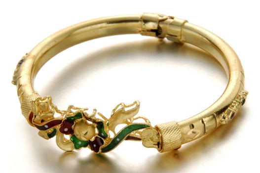 Indian Stone Gold jewelry Macro shot