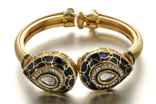 Indian Stone Gold jewelry Macro shot