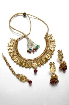 Indian Stone Gold jewelry Macro shot