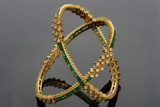 Indian Stone Gold jewelry Macro shot