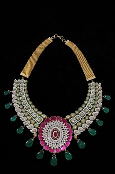 Indian Stone Gold jewelry Macro shot