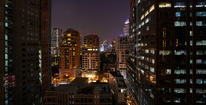 Bangkok skyscrapercity at the night time. Bangkok's bustling downtown area.