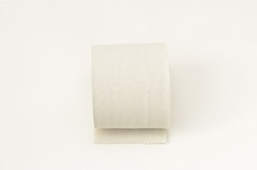 Roll of Toilet paper on white background.