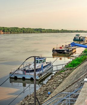 Ruse, Bulgaria - 07.26.2019. Embankment of Ruse on the Danube River in Bulgaria on a sunny summer day