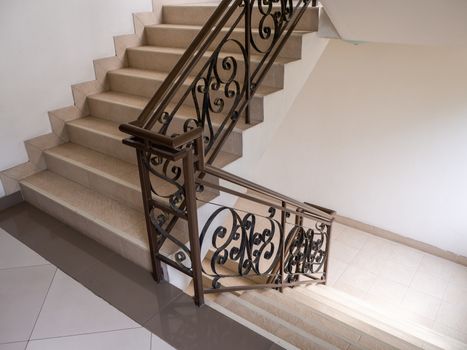 The Marble staircase with stairs in luxury hall