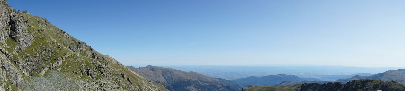 Panoramic view around the mountain Monviso