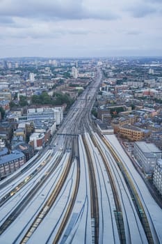 Railroad tracks seen from the skyscraper "The Shard", London