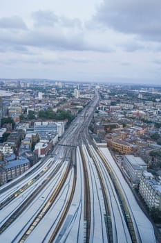 Railroad tracks seen from the skyscraper "The Shard", London