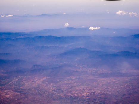 Aerial view of city at sunrise from sky.bird eye view