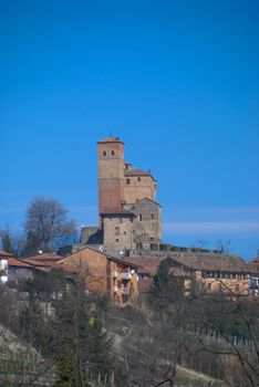 View of Serralunga of Alba with the Castle, Piedmont - Italy