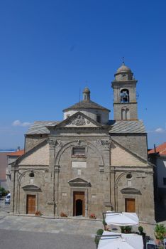 Facade of the Church with stones in Roccaverano, Piedmont - Italy