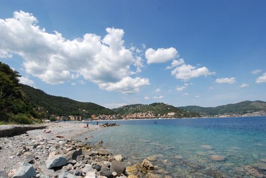 View of Noli from the beach, Liguria - Italy