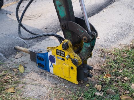 The jackhammer and drilling machine on construction site