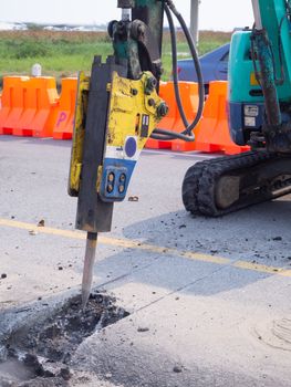 Road works  building site excavator
