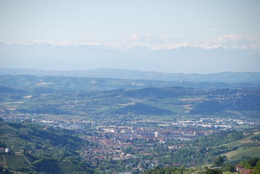 The hills of the Langhe near Alba, Piedmont . Italy