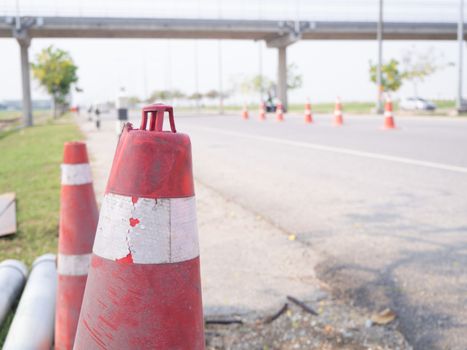 Traffic cones and " Diversion" sign outside