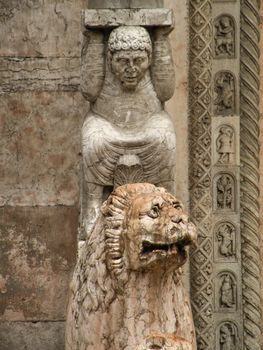 Details Cathedral of St. George in Ferrara, Italy