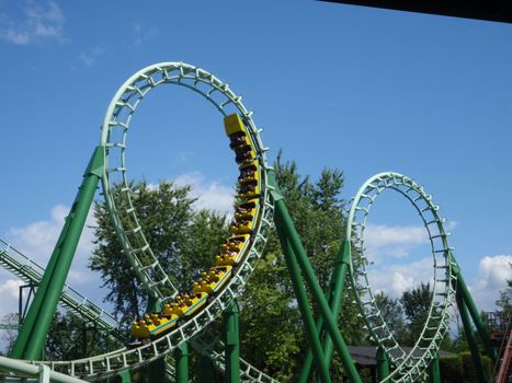 Roller coaster in an amusement park in northern Italy