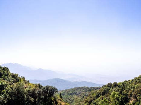 Big Mountain valley during sunrise. Natural summer landscape