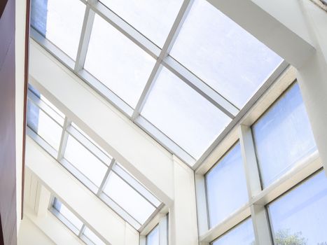 high-tech architecture background photo, internal structure of glass roof