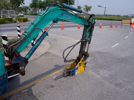 Road works  building site excavator