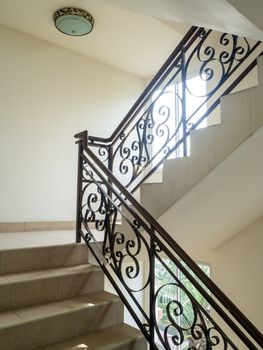 The Marble staircase with stairs in luxury hall