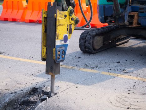 Road works  building site excavator