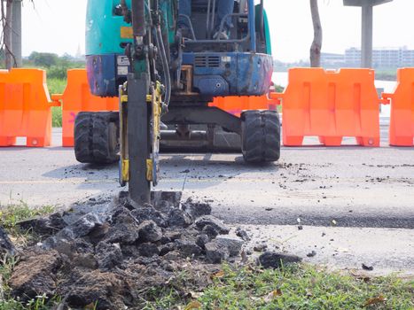 Road works  building site excavator