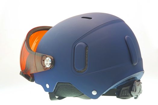 Isolated winter sports helmet with goggles included