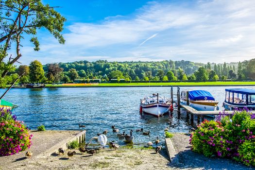 Boats on River Thames at Henley-on-Thames, Oxfordshire, United Kingdom UK