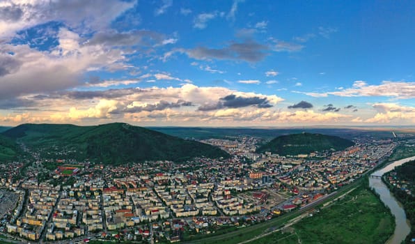 Summer aerial view of Piatra Neamt city in Romania