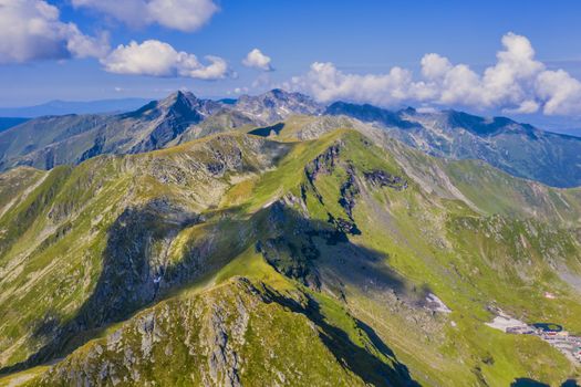 Summer landscape of alpine area and crest of Fagaras mountains, Romania