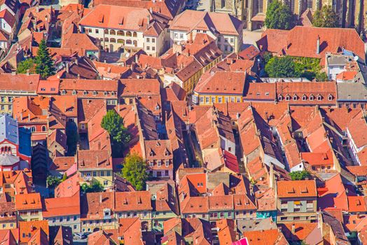 Medieval city of Brasov viewed from above, Romania, Famous touristic destination in Romania