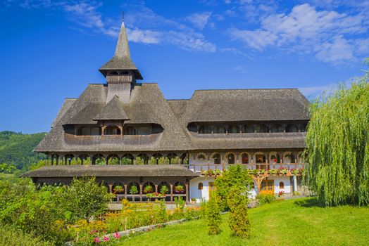 Barsana monastery house in the middle of nature. Barsana monastery is an important landmark in Maramures area (Romania)