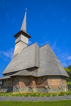 Wooden church of Barsana monastery in Maramures, Romania