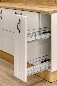 Fragment of a kitchen interior with drawers