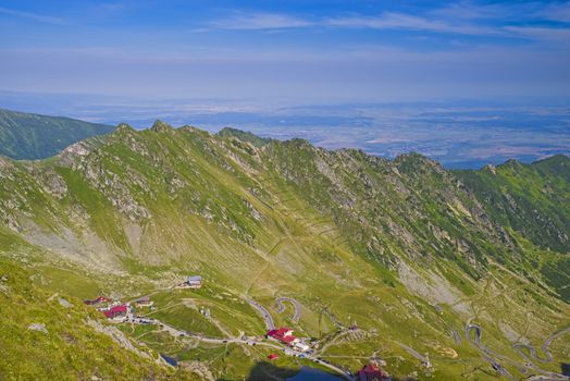 Glacier valley of Balea and Transfagarasan road, important landmark in Romania