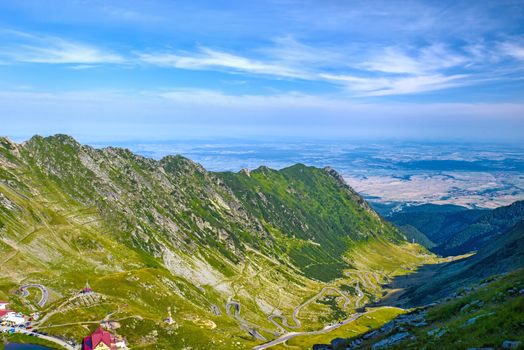 Glacier valley of Balea and Transfagarasan road, important landmark in Romania