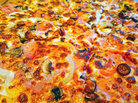 Close image of delicious pizza as texture
