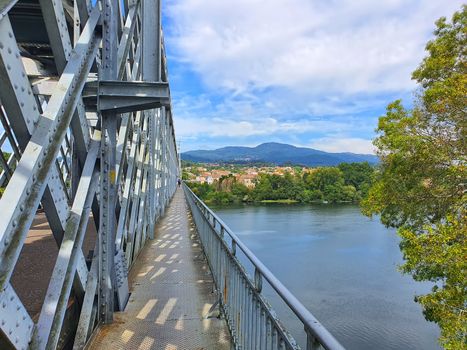 Metal bridge over Minho river between Spain and Portugal, Valenca Bridge