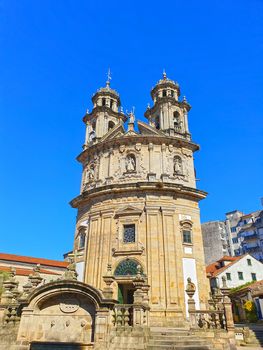 Front view of Pilgrims church in Pontevedra on Camino de Santiago, Galicia, Spain