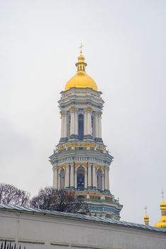 Lavra Bell Tower  of cathedral in Kiev, Pechersk Lavra orthodox church landmark in Ukraine