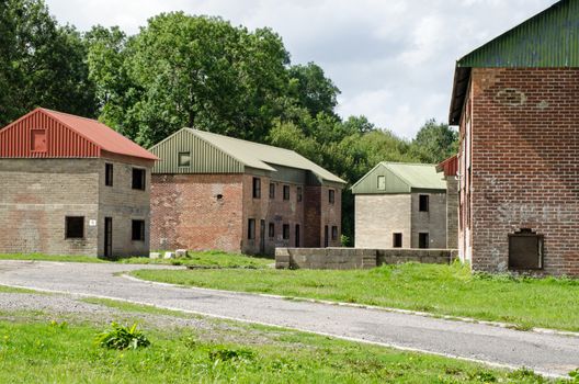 Houses buildt for close combat training for the British Army at Imber village, Salisbury Plain, Wiltshire.