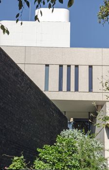 Detail of part of the Royal College of Physicians headquarters overlooking Regent's Park, London.  The modernist offices were designed by the renowned 20th century architect Denys Lasdun.