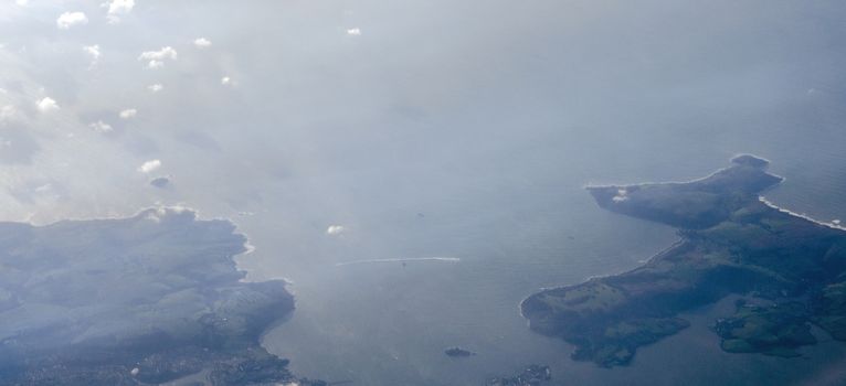 Aerial view of the city of Plymouth and Rame Head with Heybrook Bay, Down Thomas and the River Tamar and River Plym in Devon.