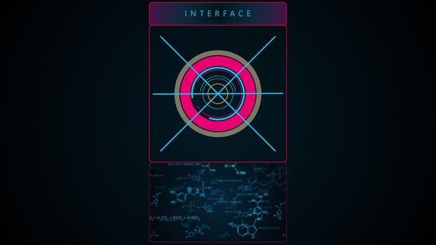 Digital HUD interface, computer generated. 3d rendering of Head-up display elements for a display. Web science background