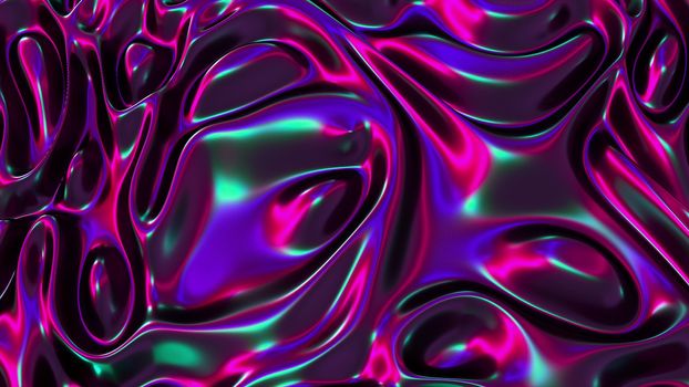 Computer generated realistic background of weaving iridescent fabric, 3D rendering background