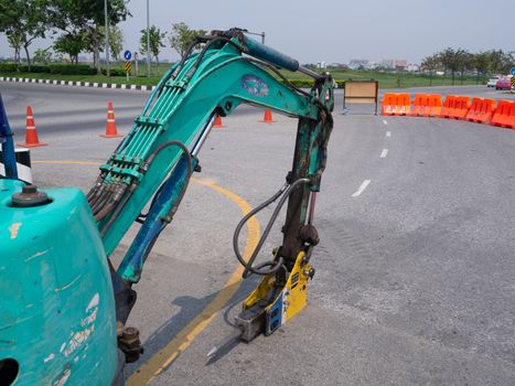 Road works  building site excavator