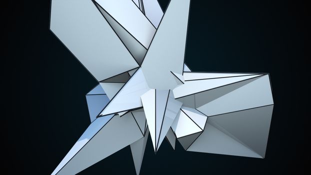 3D rendering spiky fractal shape on black, computer generated abstract modern backdrop