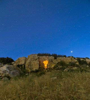 Rock cut medieval beacon or shrine in the limits of Rabat in Malta